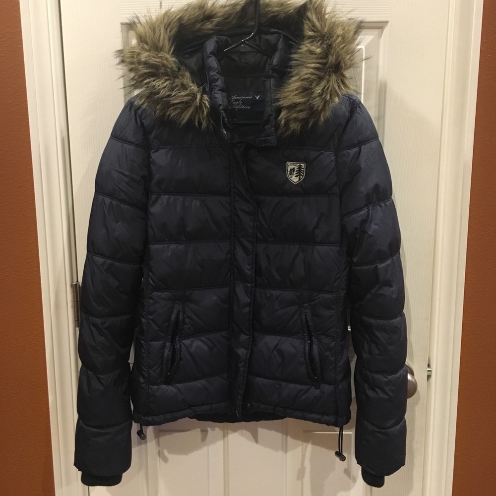 American Eagle Black Puffer Winter Jacket
